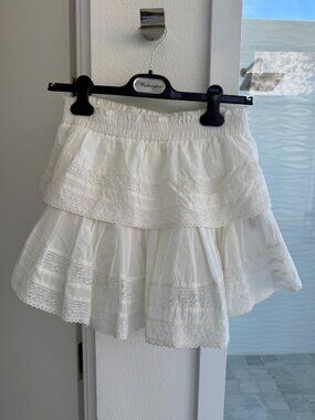 Loveshack Fancy White Ruffle mini skirt